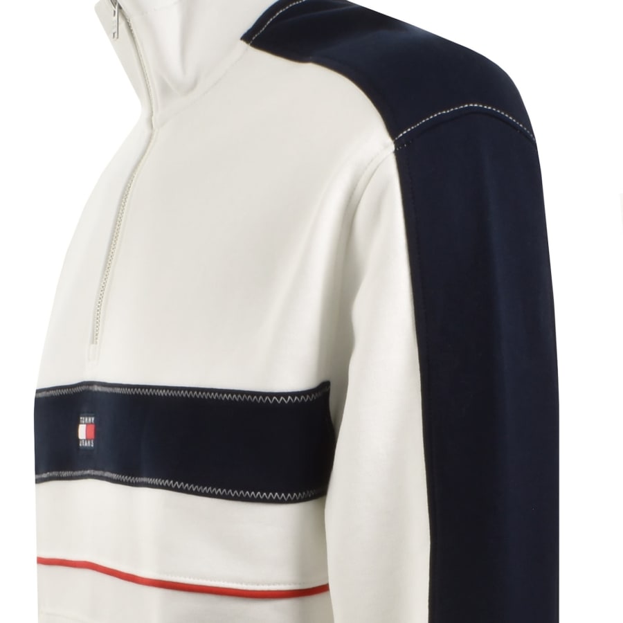 Image number 4 for Tommy Jeans Quarter Zip Sweatshirt White