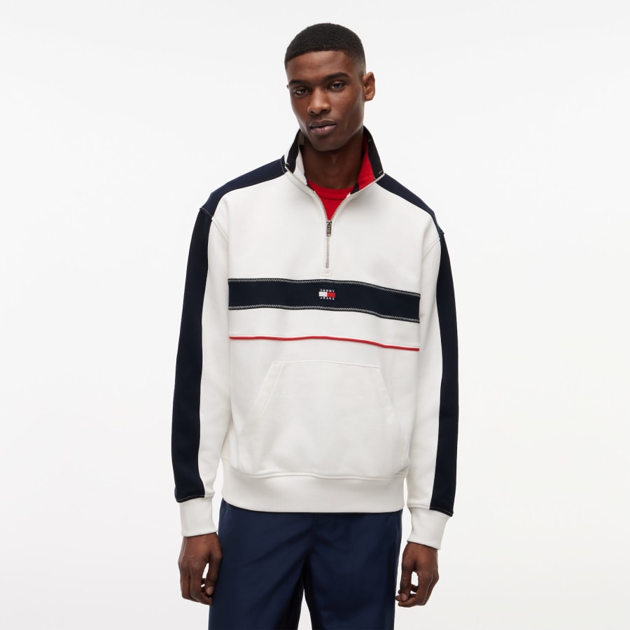 Image number 5 for Tommy Jeans Quarter Zip Sweatshirt White