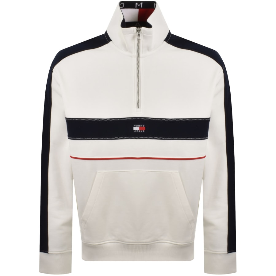 Image number 1 for Tommy Jeans Quarter Zip Sweatshirt White