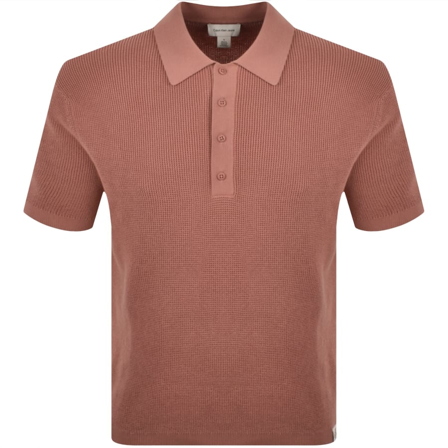 Image number 1 for Calvin Klein Waffle Knit Polo Pink
