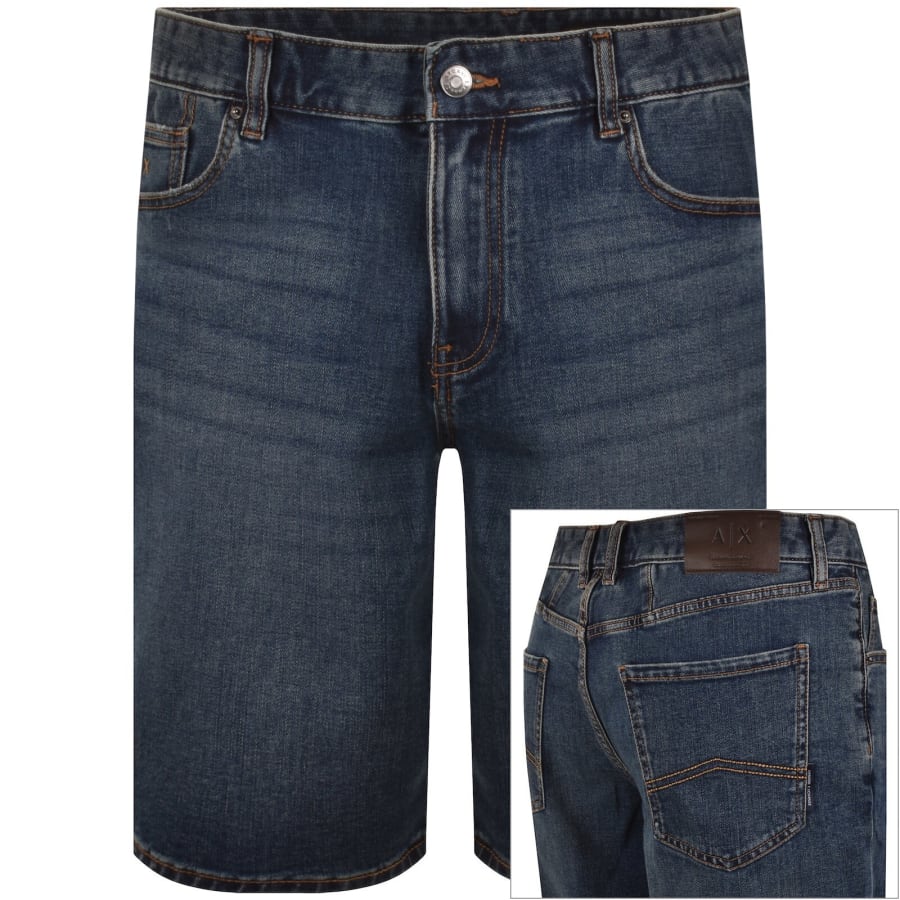 Image number 1 for Armani Exchange J65 Slim Denim Shorts Blue