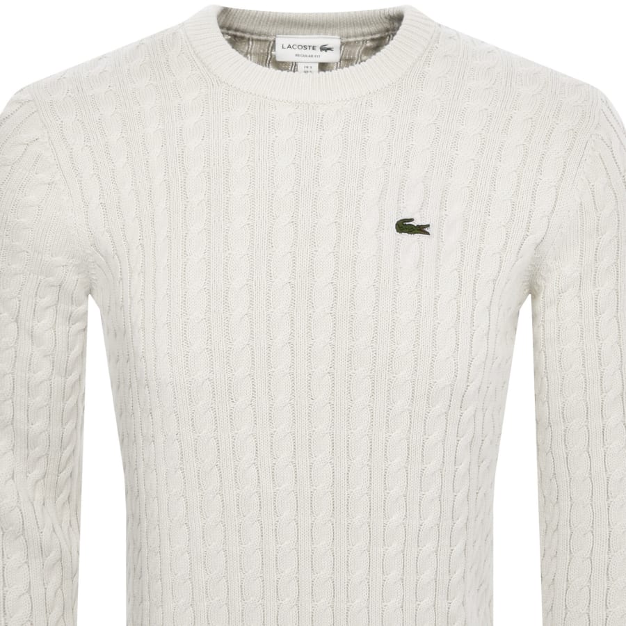 Image number 2 for Lacoste Cable Knit Jumper White