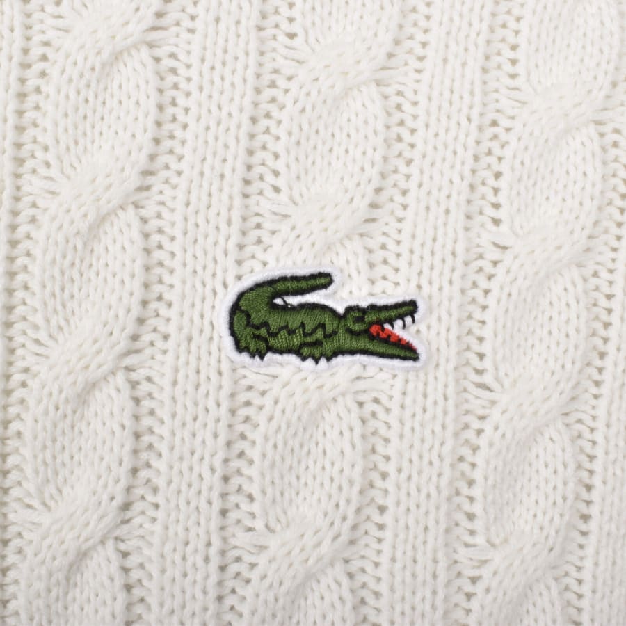 Image number 3 for Lacoste Cable Knit Jumper White