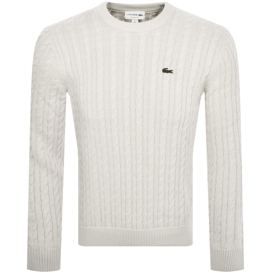 Image number 1 for Lacoste Cable Knit Jumper White
