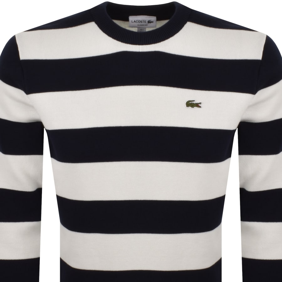 Image number 2 for Lacoste Striped Knit Jumper White