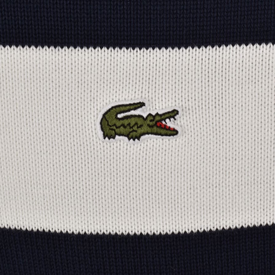Image number 3 for Lacoste Striped Knit Jumper White