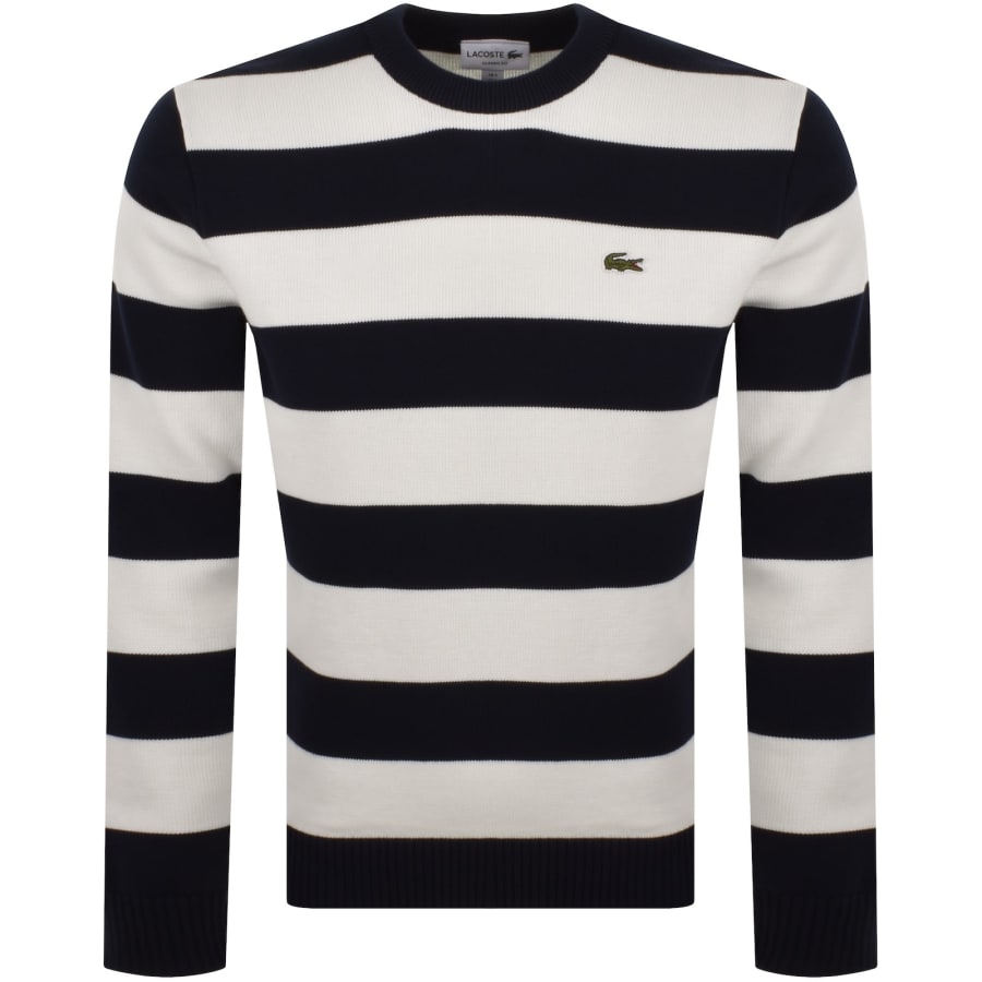 Image number 1 for Lacoste Striped Knit Jumper White