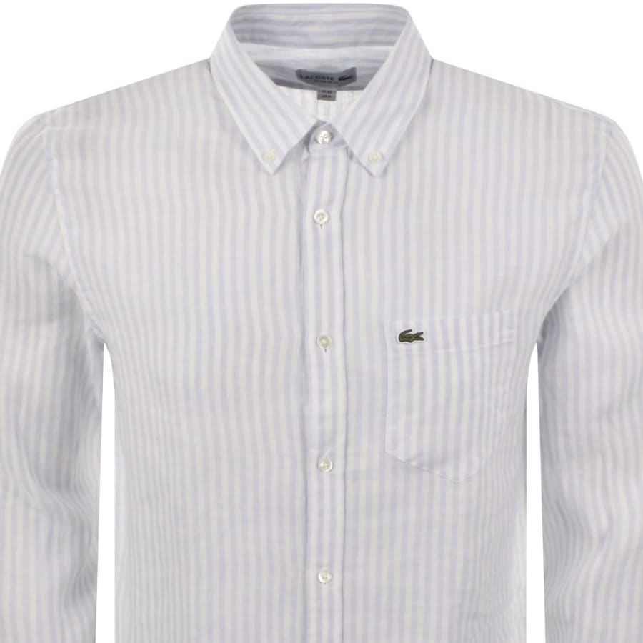 Image number 2 for Lacoste Linen Striped Shirt Blue