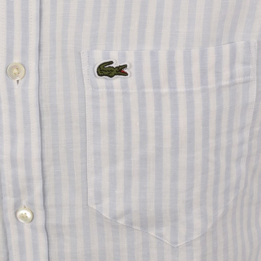 Image number 3 for Lacoste Linen Striped Shirt Blue