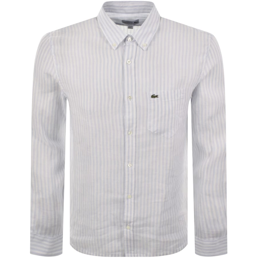 Image number 1 for Lacoste Linen Striped Shirt Blue