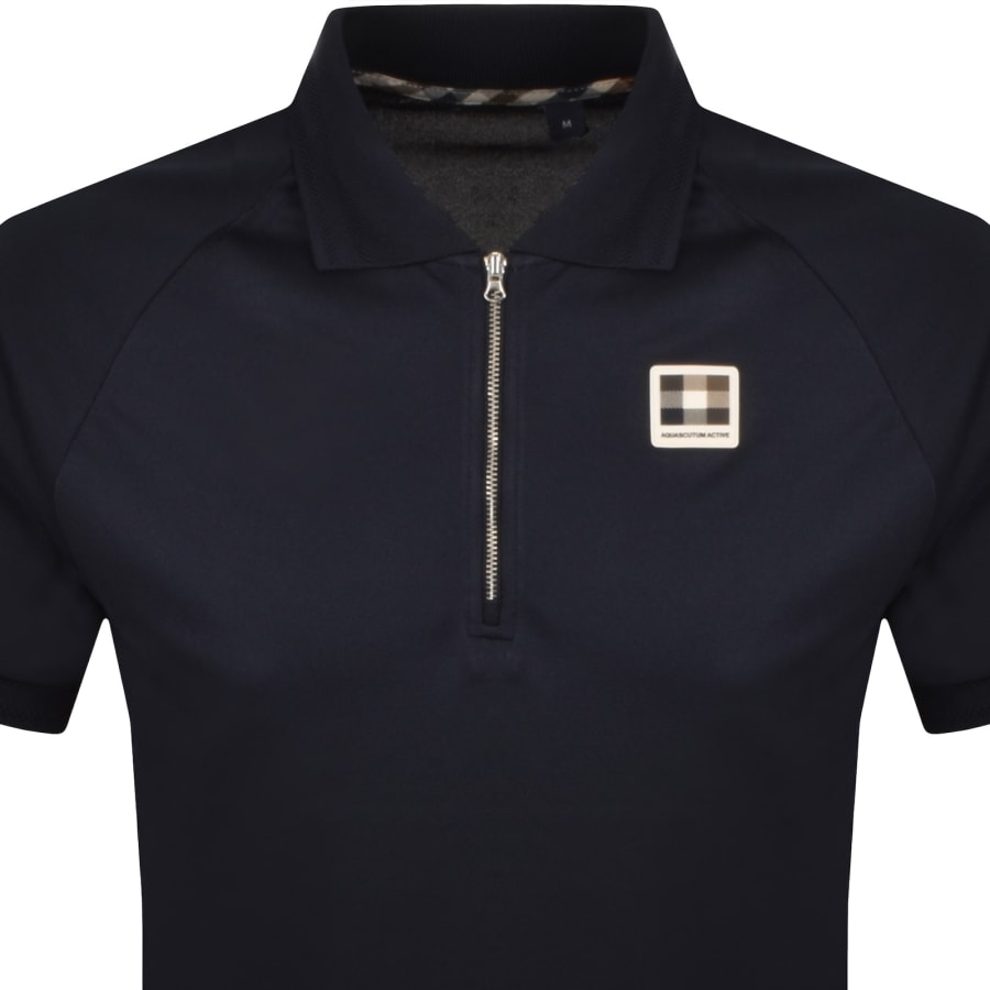 Image number 2 for Aquascutum Pique Badge Polo T Shirt Navy