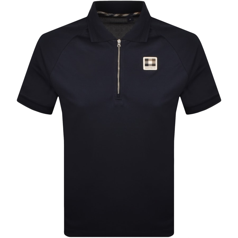 Image number 1 for Aquascutum Pique Badge Polo T Shirt Navy