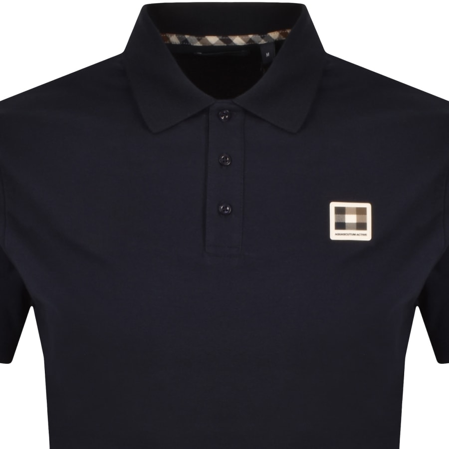 Image number 2 for Aquascutum Pique Badge Polo T Shirt Navy
