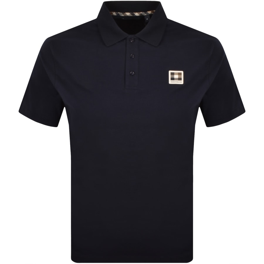 Image number 1 for Aquascutum Pique Badge Polo T Shirt Navy