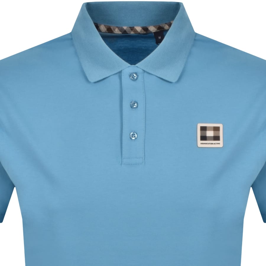 Image number 2 for Aquascutum Pique Badge Polo T Shirt Blue