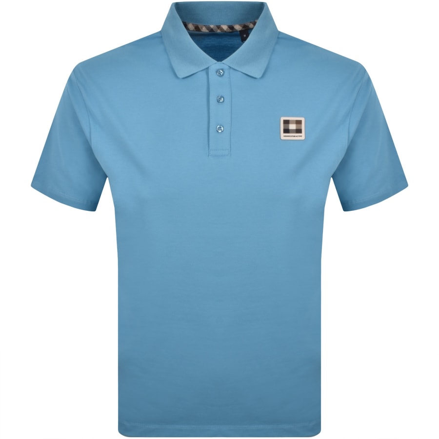 Image number 1 for Aquascutum Pique Badge Polo T Shirt Blue