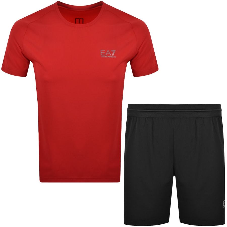 Image number 1 for EA7 Emporio Armani T Shirt Shorts Set Red