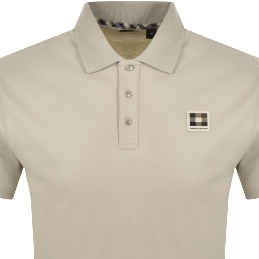 Image number 2 for Aquascutum Pique Badge Polo T Shirt Beige