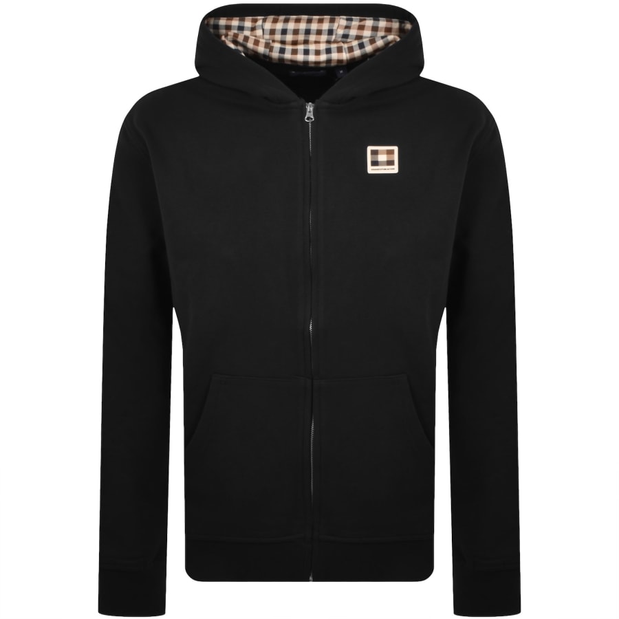Image number 1 for Aquascutum Badge Full Zip Hoodie Black
