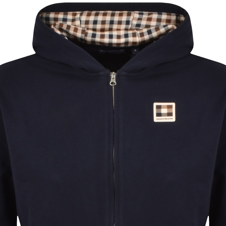 Image number 2 for Aquascutum Badge Full Zip Hoodie Navy