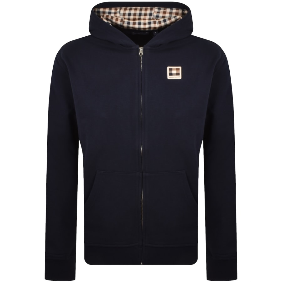 Image number 1 for Aquascutum Badge Full Zip Hoodie Navy