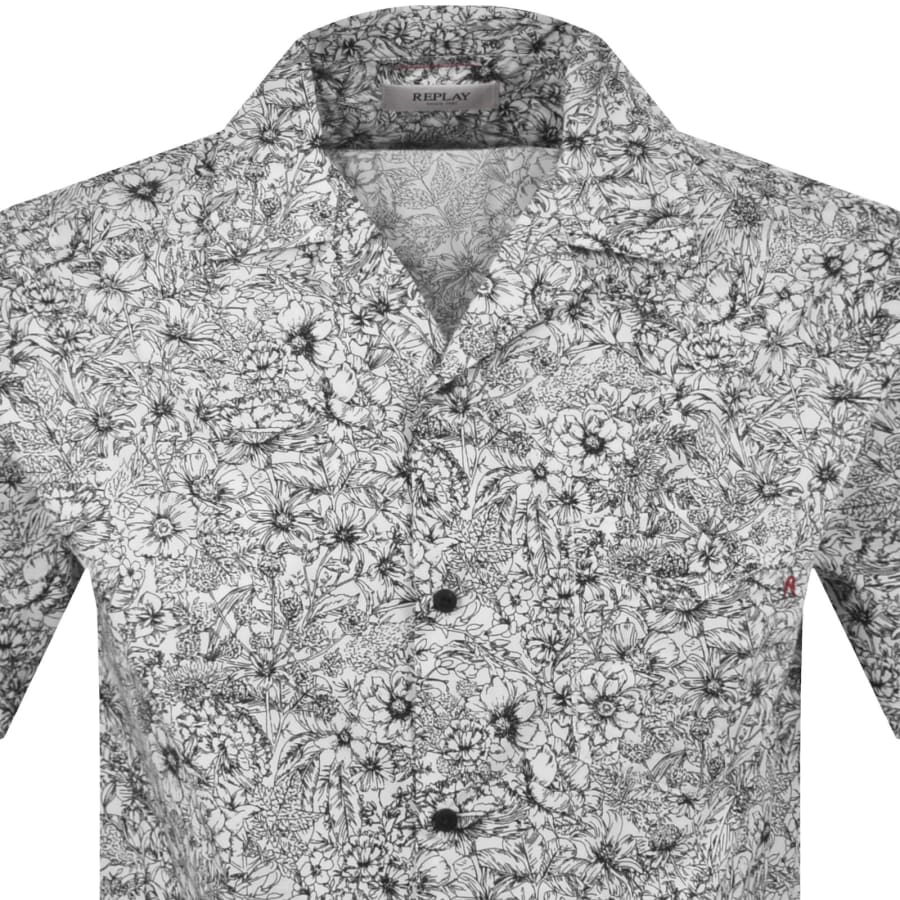 Image number 2 for Replay Floral Shirt White