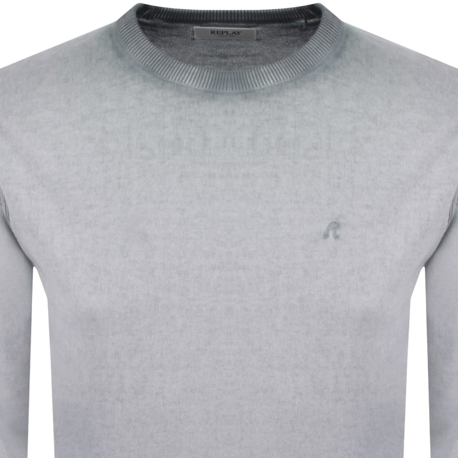 Image number 2 for Replay Crew Neck Knit Jumper Blue