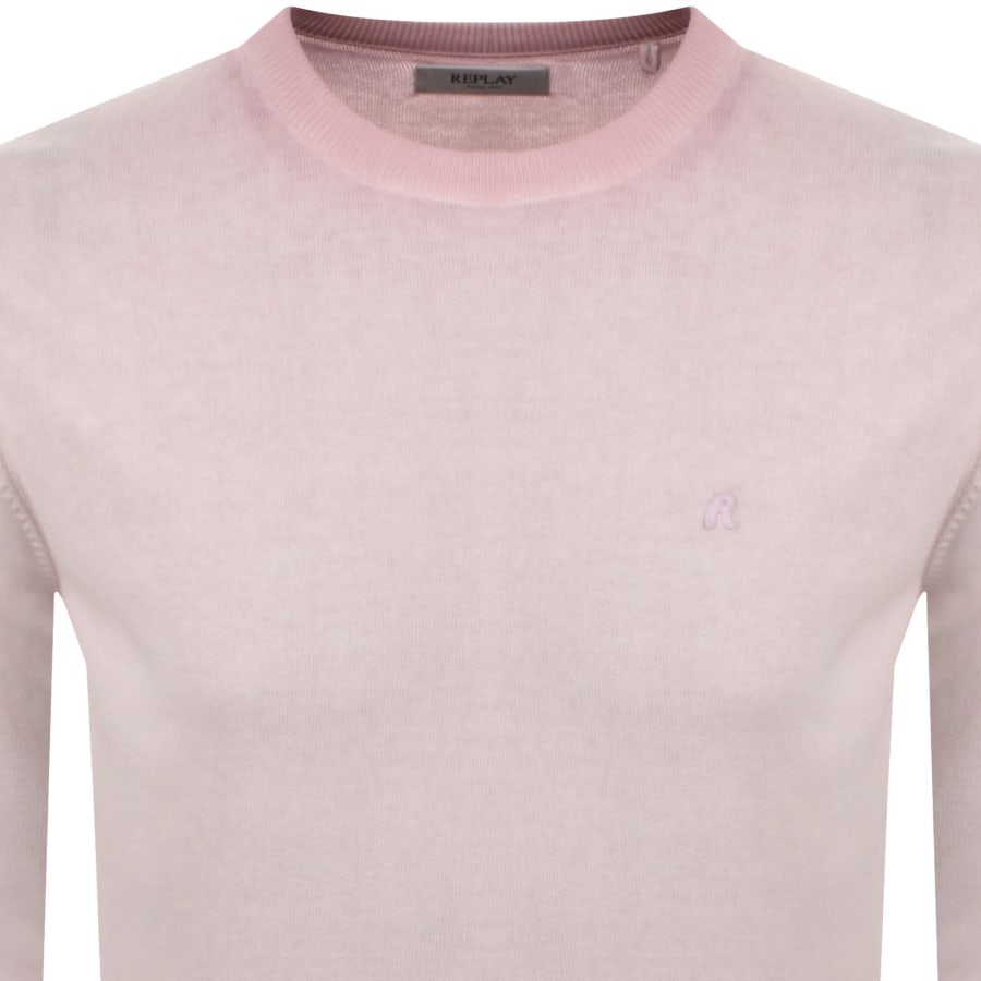Image number 2 for Replay Crew Neck Knit Jumper Pink
