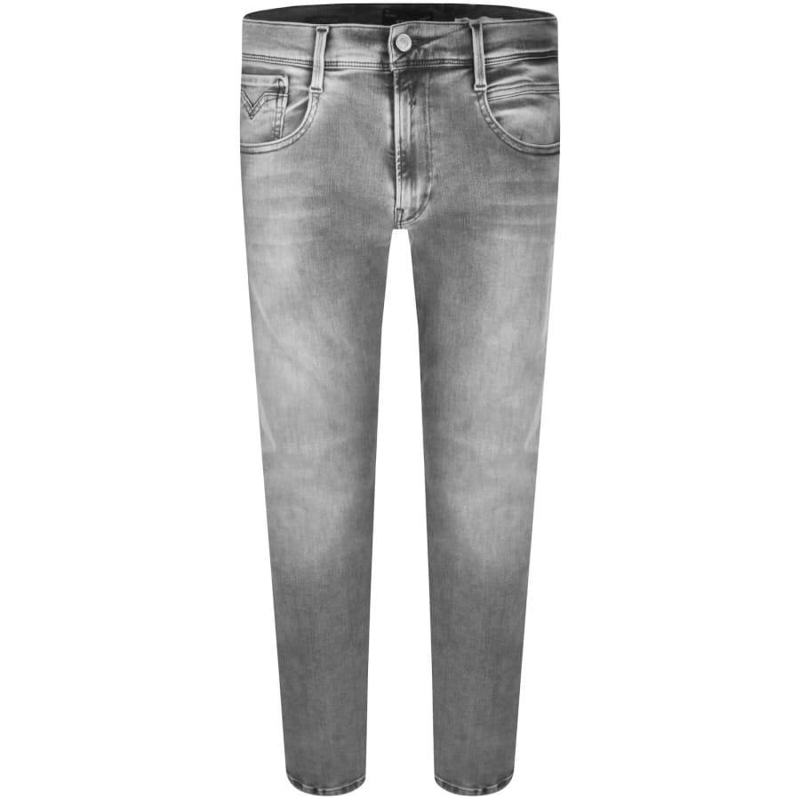 Image number 2 for Replay Anbass Slim Fit Light Wash Jeans Grey