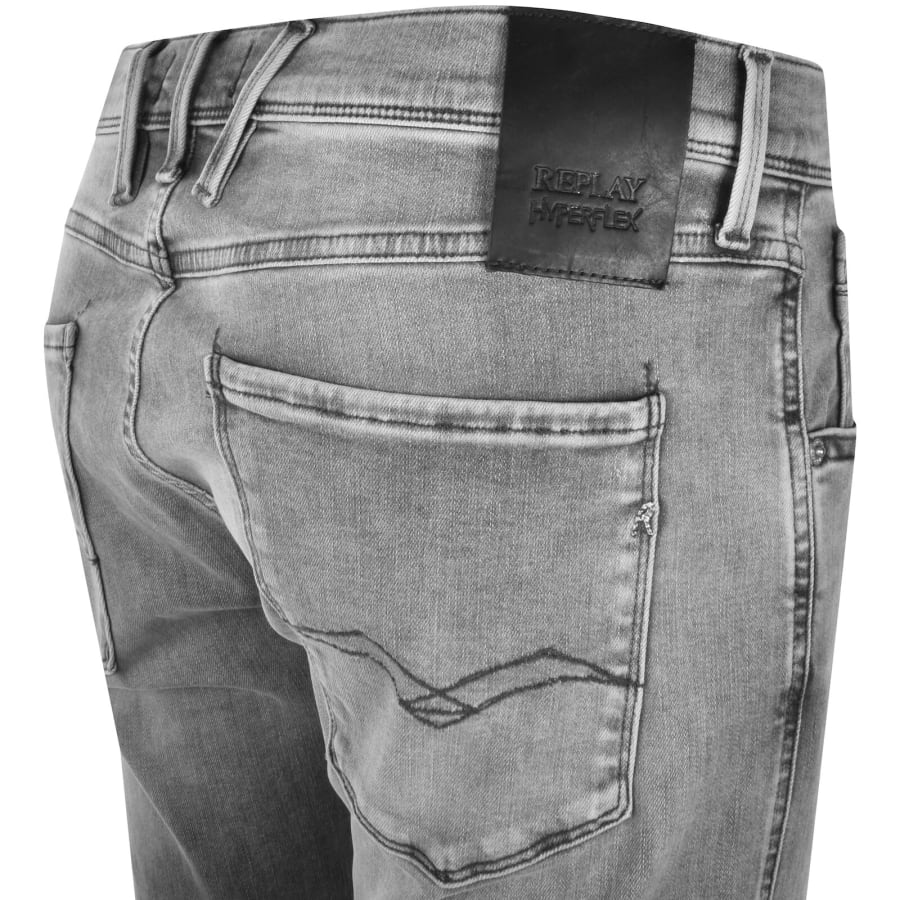 Image number 4 for Replay Anbass Slim Fit Light Wash Jeans Grey