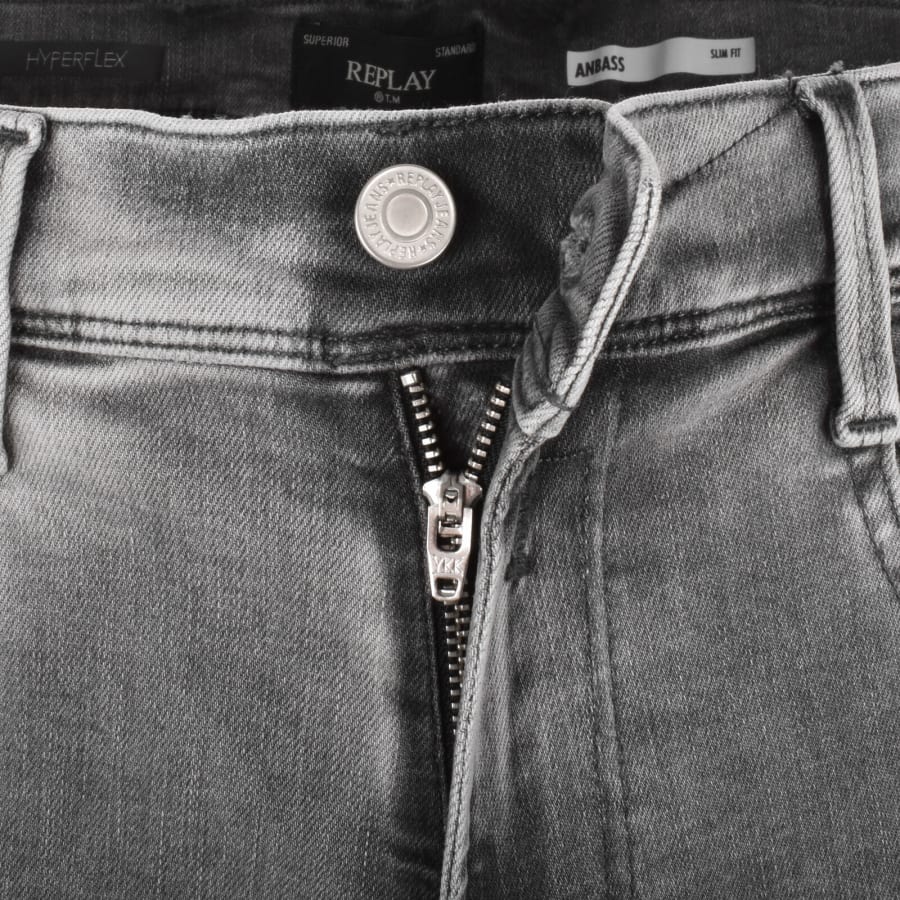 Image number 5 for Replay Anbass Slim Fit Light Wash Jeans Grey