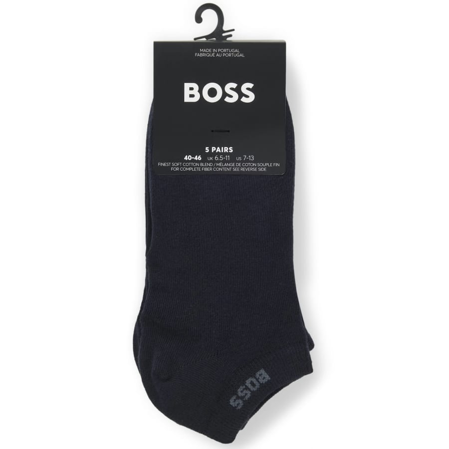 Image number 3 for BOSS 5 Pack Ankle Socks Navy