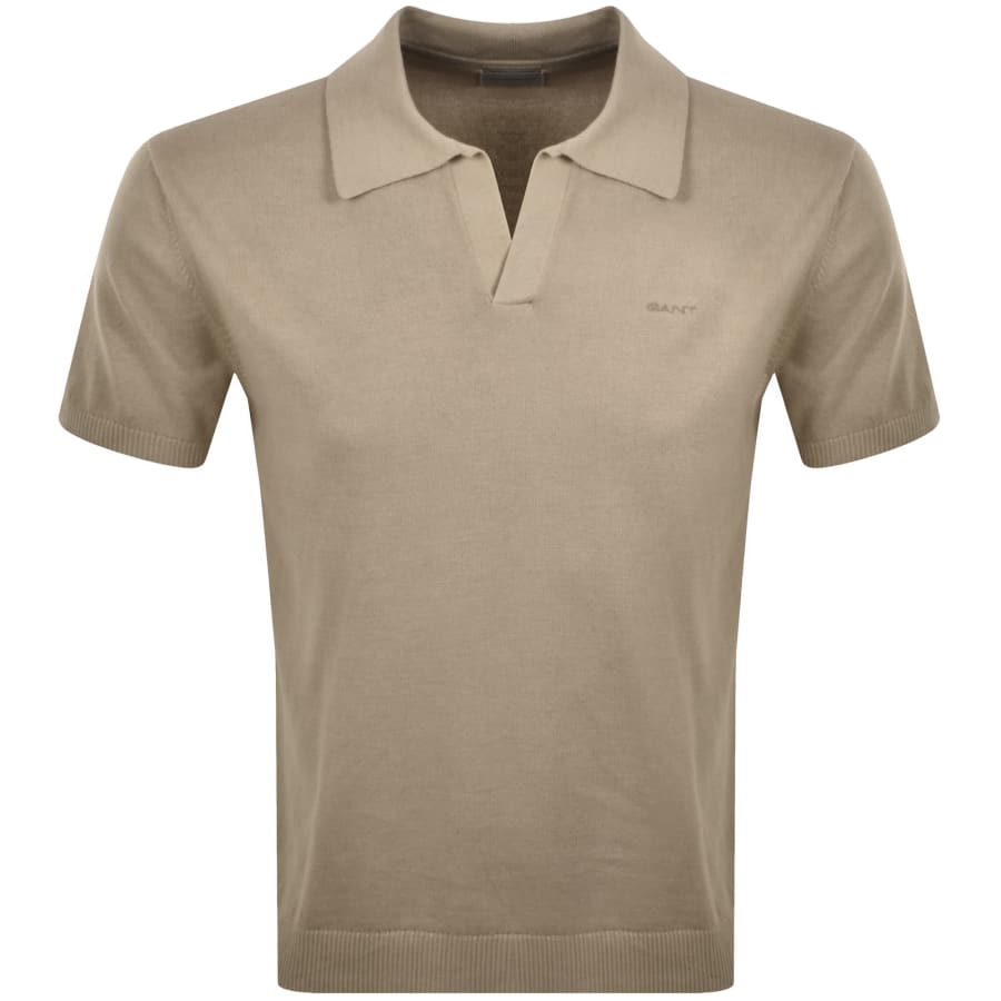 Image number 1 for Gant Sunfaded Knit Polo T Shirt Khaki