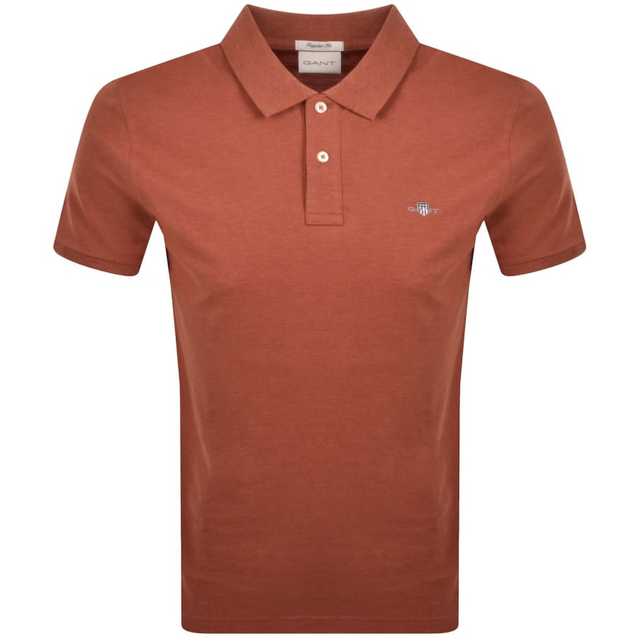 Image number 1 for Gant Regular Fit Shield Pique Polo T Shirt Red