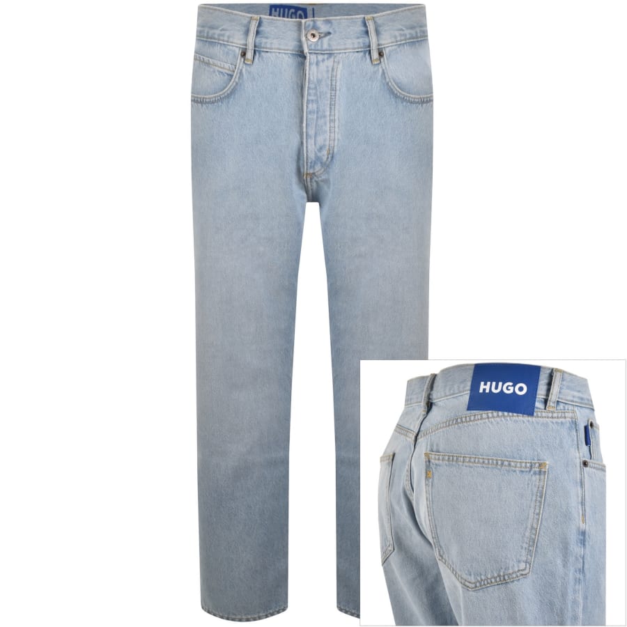 Image number 1 for HUGO Blue Straight Fit Jonah Light Wash Jeans