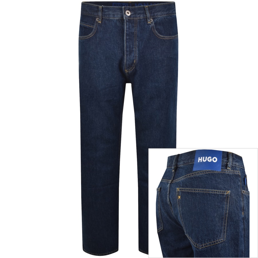 Image number 1 for HUGO Blue Straight Fit Jonah Mid Wash Jeans