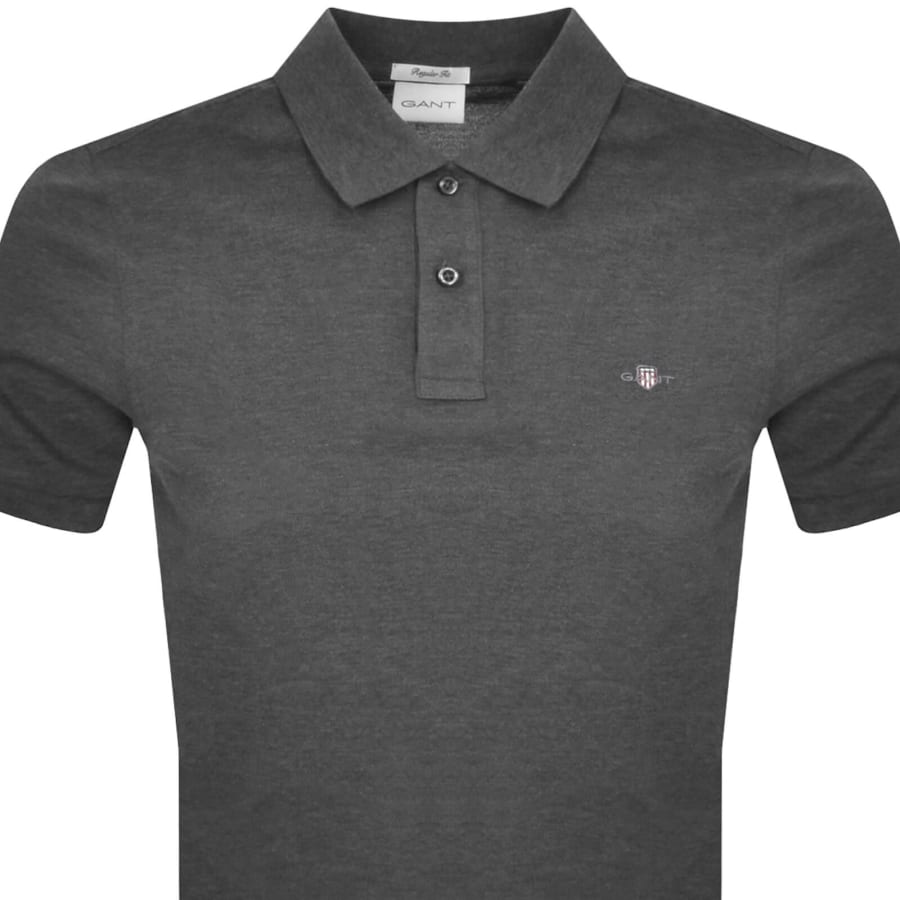 Image number 2 for Gant Regular Shield Pique Polo T Shirt Grey