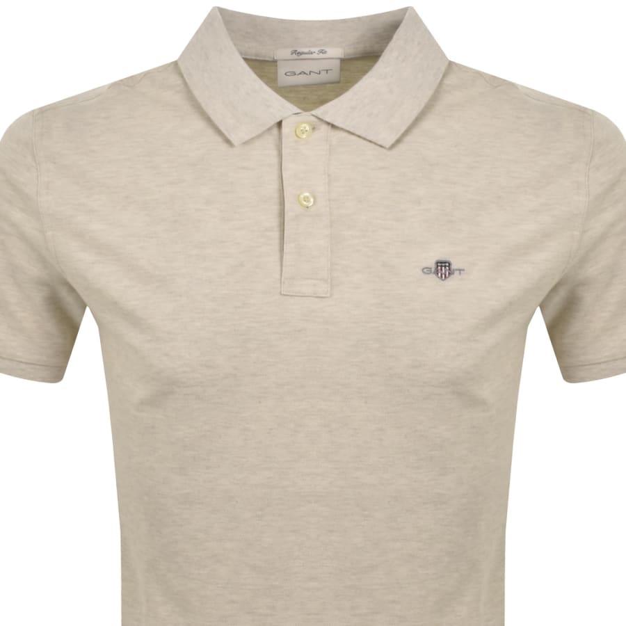 Image number 2 for Gant Regular Shield Pique Polo T Shirt Beige