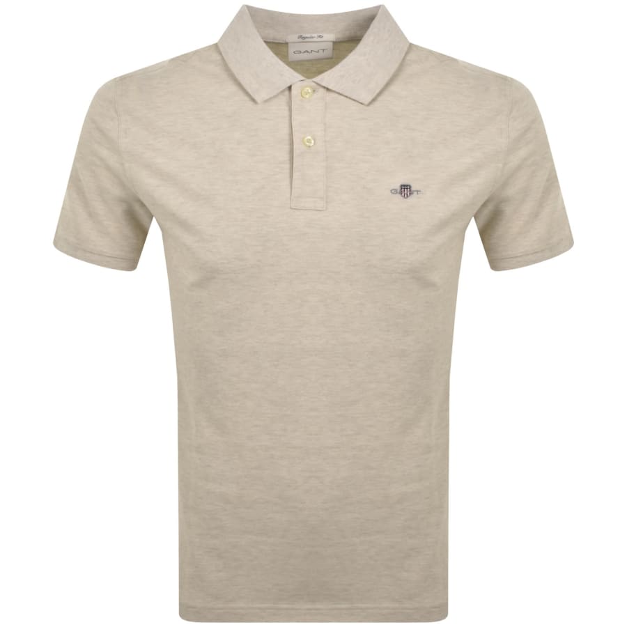 Image number 1 for Gant Regular Shield Pique Polo T Shirt Beige