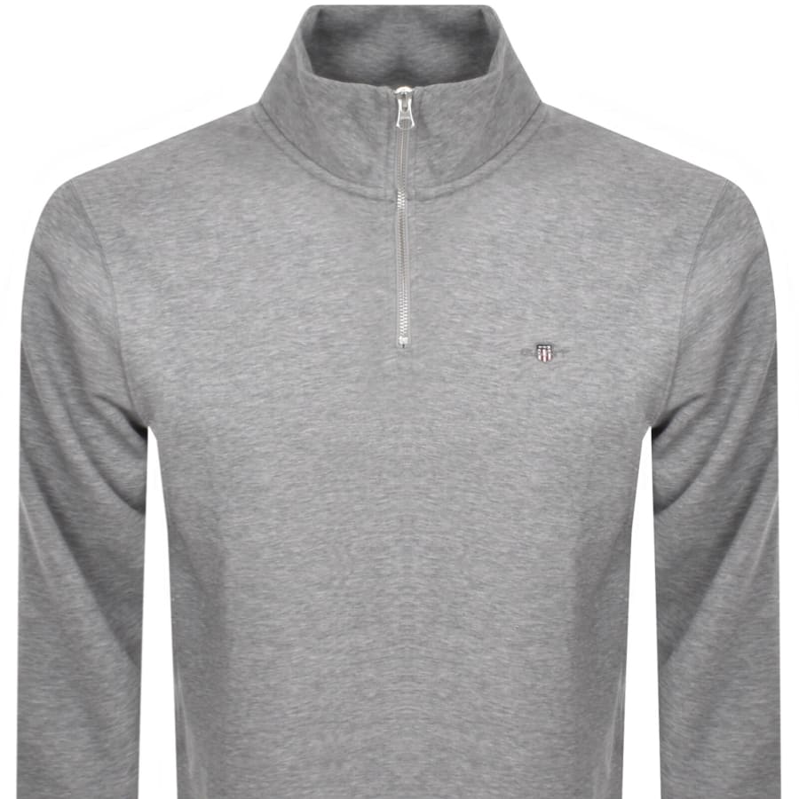 Image number 2 for Gant Shield Logo Half Zip Sweatshirt Grey