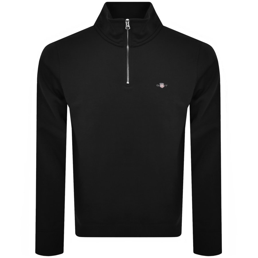 Image number 1 for Gant Shield Logo Half Zip Sweatshirt Black