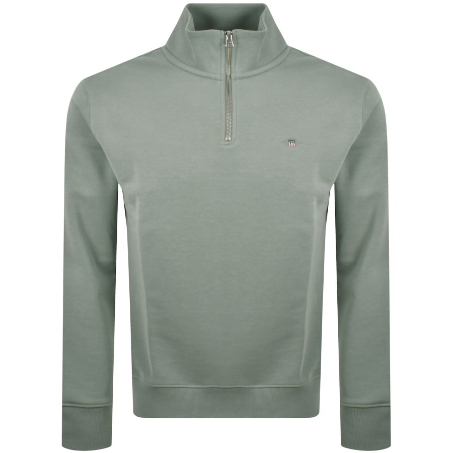 Image number 1 for Gant Shield Logo Half Zip Sweatshirt Grey