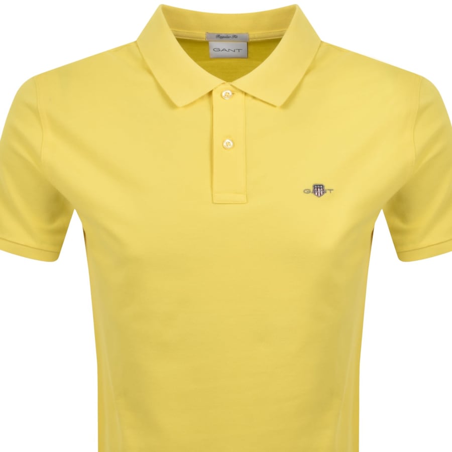 Image number 2 for Gant Regular Fit Shield Pique Polo T Shirt Yellow
