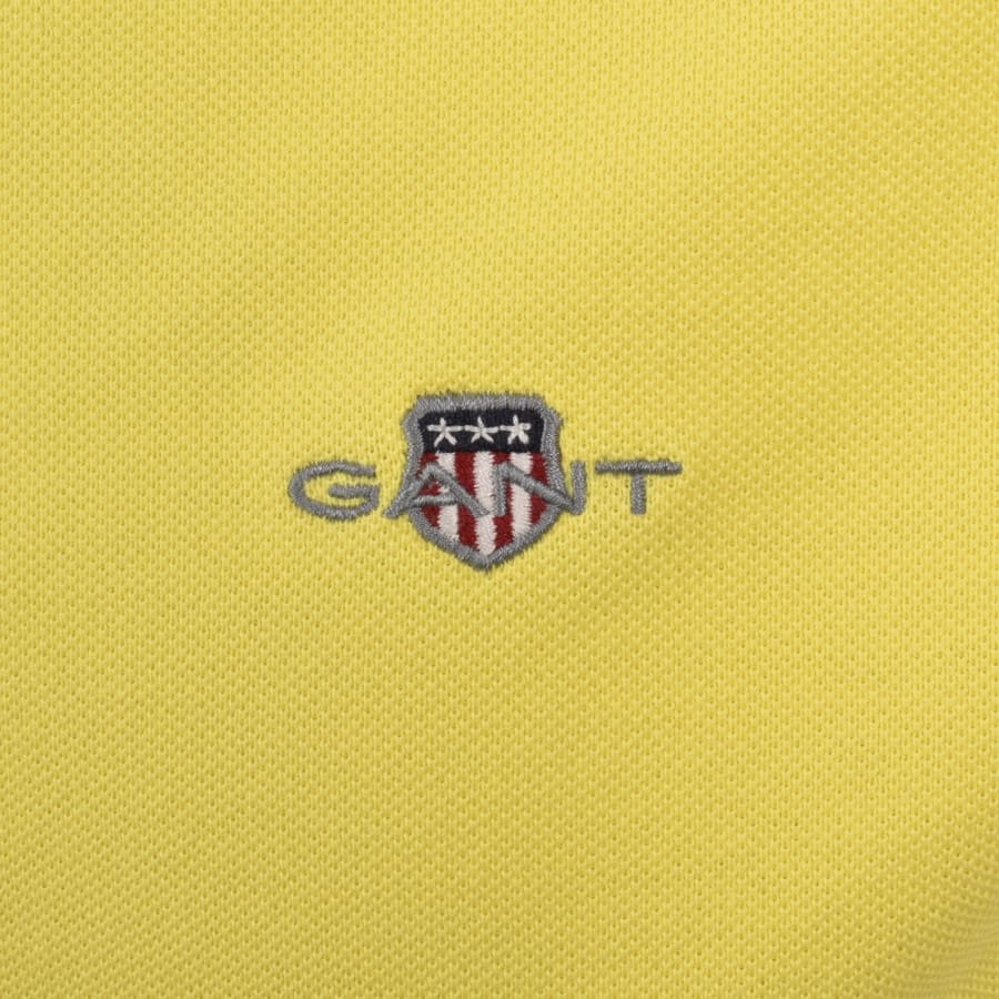 Image number 3 for Gant Regular Fit Shield Pique Polo T Shirt Yellow