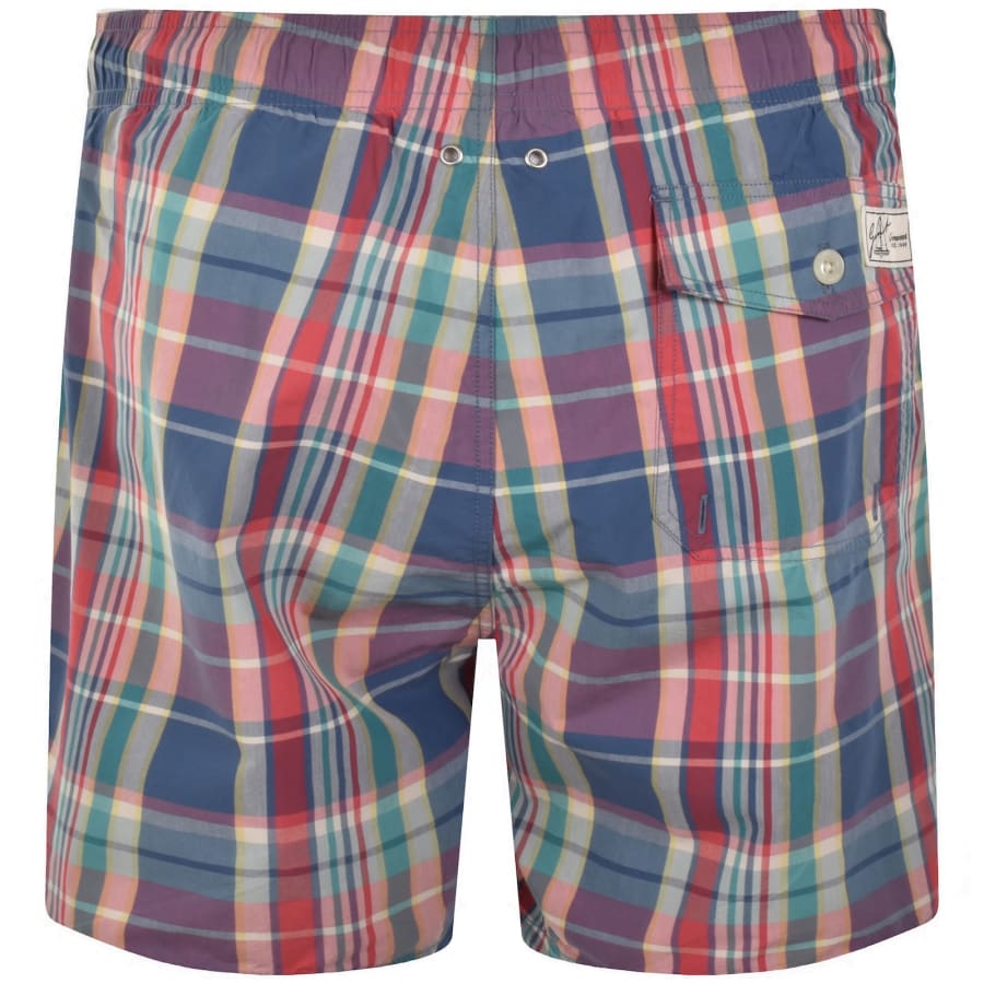Image number 2 for Gant Madras Check Swim Shorts Red