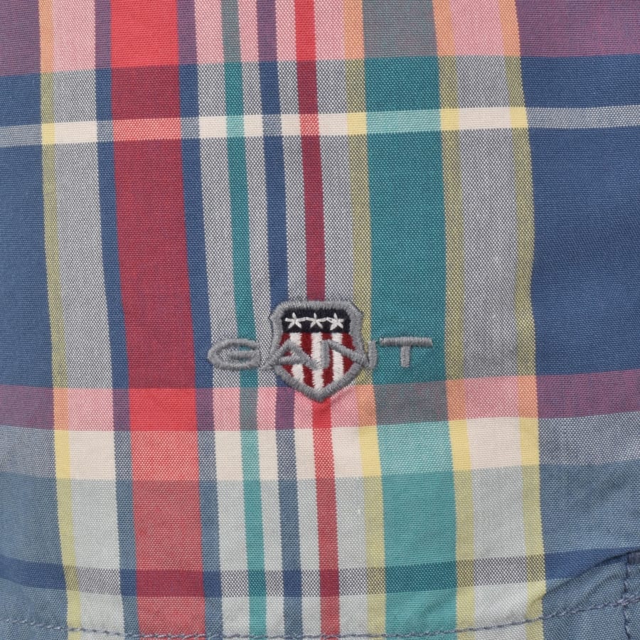 Image number 3 for Gant Madras Check Swim Shorts Red