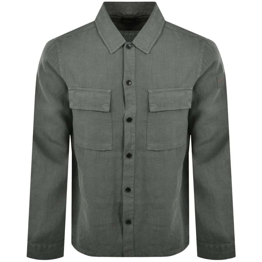 Image number 2 for BOSS Locky 3 Linen Overshirt Grey