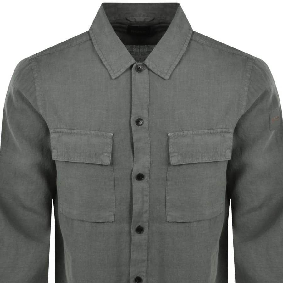 Image number 3 for BOSS Locky 3 Linen Overshirt Grey
