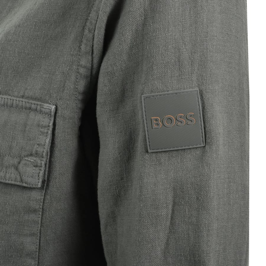 Image number 4 for BOSS Locky 3 Linen Overshirt Grey