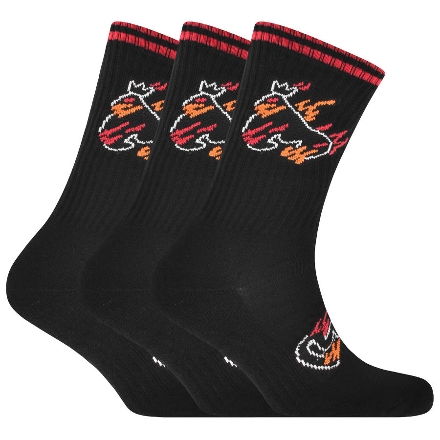 Image number 1 for Money 3 Pack Flaming Ape Sport Socks Black
